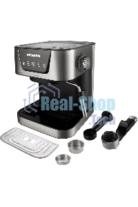 Кофеварка рожковая Redmond RCM-M1513 серебристый/черный, исп. кофе - молотый, 1.5 л, 1050 Вт, 15 бар