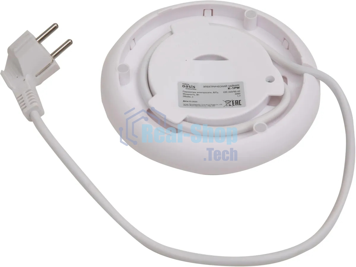 Чайник электрический Oasis making everywhere K-1PW 1,7 л, 2200 Вт, белый