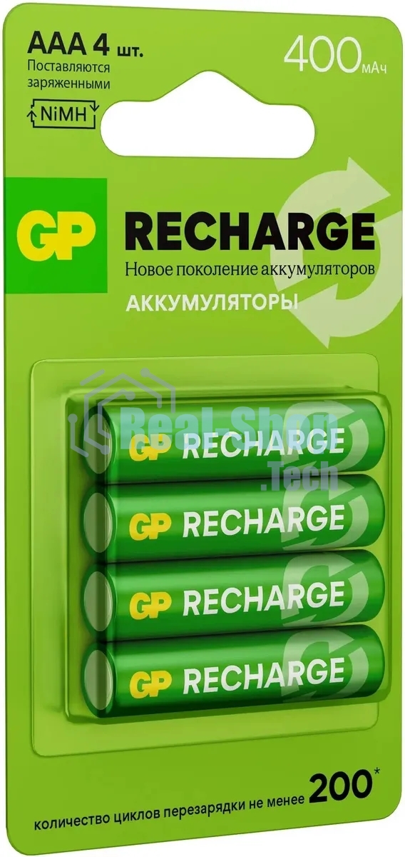 Аккумулятор GP RECHARGE AAA NiMH 400mAh (4шт)
