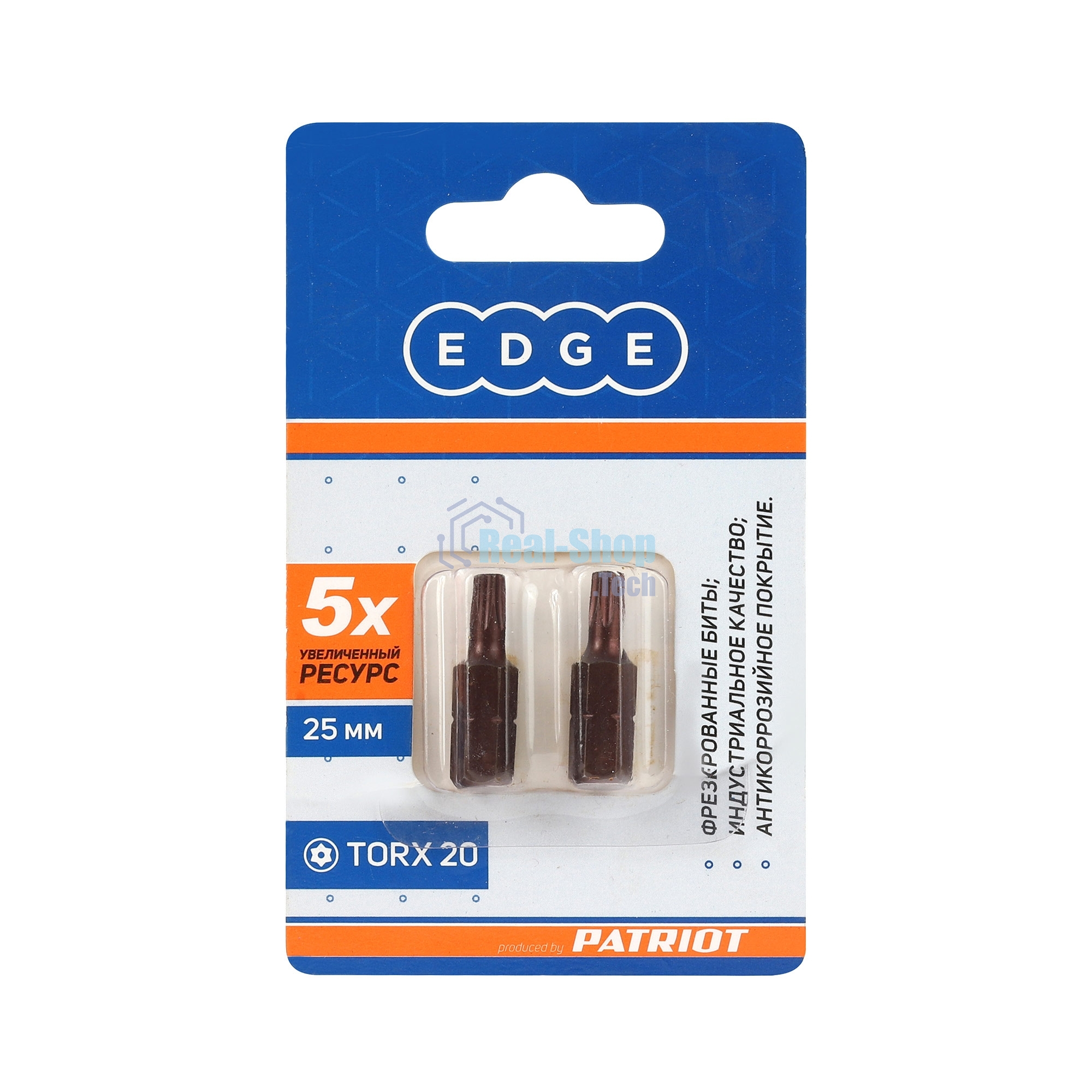 Бита EDGE by PATRIOT T20, сталь S2, длина 25 мм, 2шт в блистере