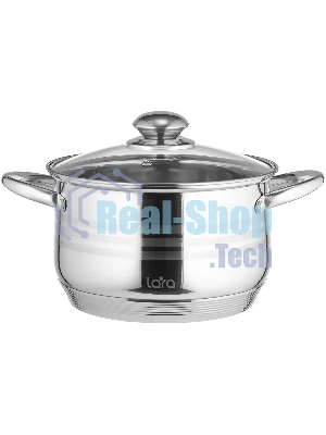 Кастрюля Lara LR02-582 SONATA 20x12,5 см, 3.9 л, нержавеющая сталь, с крышкой