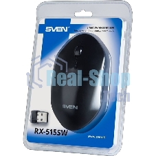 Мышь беспроводная SVEN RX-515SW черный, 1600 dpi, радиоканал, USB, кнопки - 4