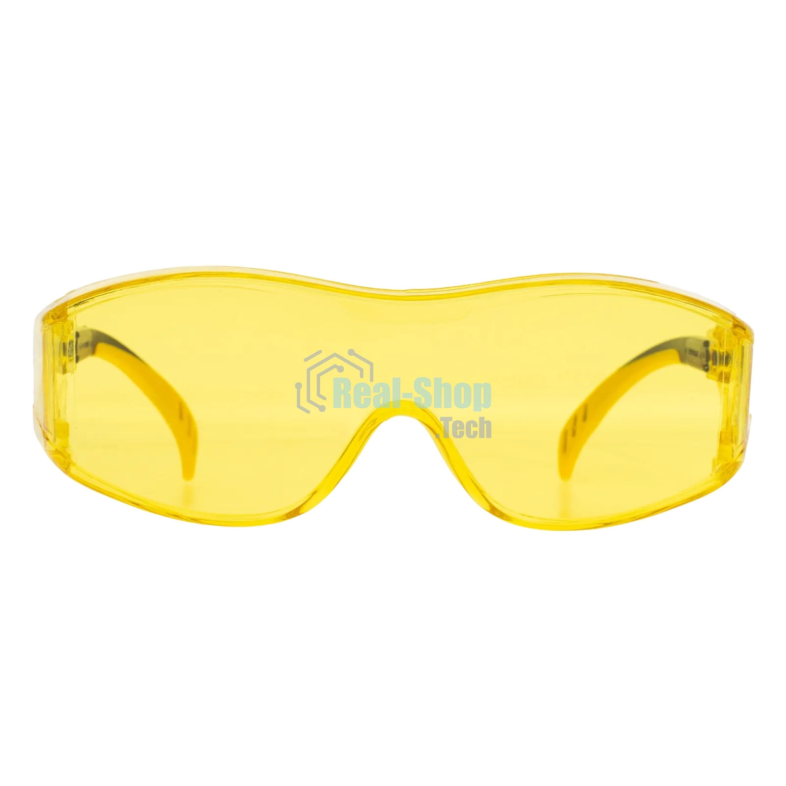 Очки защитные открытые Denzel поликарбонатные, увеличенная желтая линза, регулируемые дужки