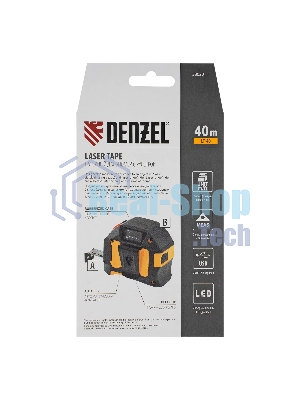Лазерный дальномер с рулеткой Denzel LT-40, 5м x 19 мм, дальномер 40м, автомат. фиксация
