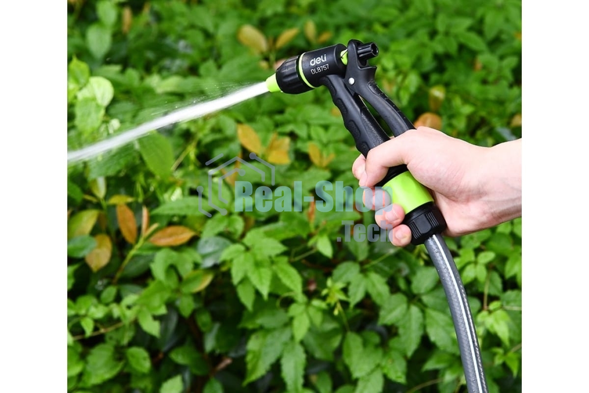 Пистолет-распылитель поливочный Deli DL8757 3 режима распыления, диаметр шланга 3/4
