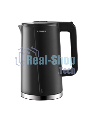 Чайник электрический Centek CT-0005 черный, 1.7л, 2200Вт, бесшовная колба, двойные стенки, эффект термоса