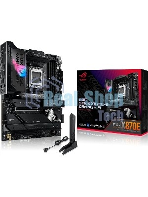 Материнская плата ASUS ROG STRIX X870E-E GAMING WIFI, AM5, AMD X870E, 4xDDR5, 4xSATA, 5xM.2, 1xPCI-E 5.0 x16, 1xPCI-E 4.0 x4, 1xHDMI, 1xUSB-C 3.2 Gen 2, 1xUSB-C 3.2 Gen 2x2, 2xUSB-C 4.0, 1x 5Gb LAN, 9xUSB-A 3.2 Gen 2, 2x3.5 мм, TOSLINK, 1xWi-Fi 7, ATX