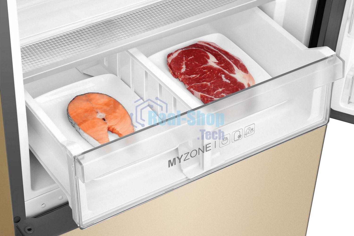 Холодильник Haier C4F640CGGU1 золотистый двухкамерный 285/115л морозилка снизу, No Frost