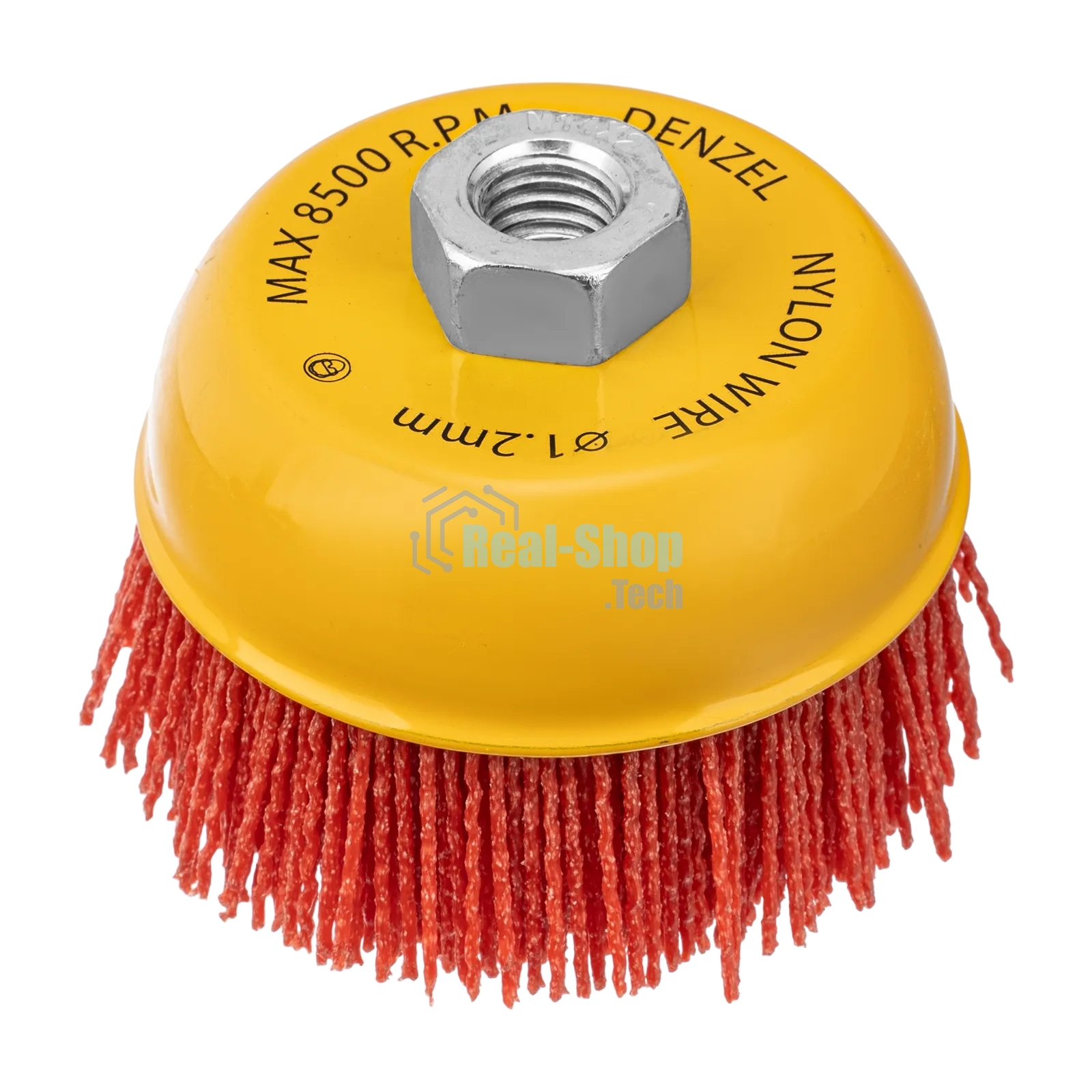 Щетка для УШМ Denzel 100 мм, чашка, нейлоновая щетина, М14