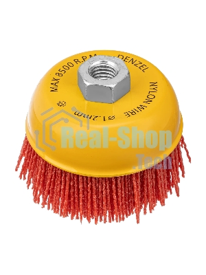 Щетка для УШМ Denzel 100 мм, чашка, нейлоновая щетина, М14