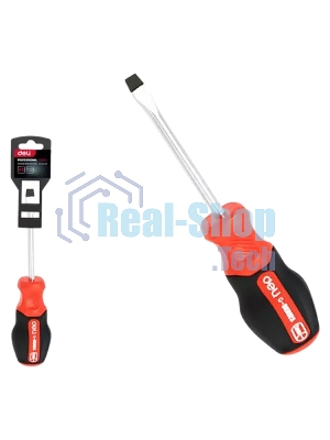 Отвертка шлицевая Deli DL3446 SL6x38мм сталь S2, матовый стержень, двухкомпонентная прорезиненная рукоять