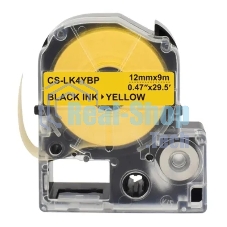 Картридж ленточный Cactus CS-LK4YBP черный шрифт, желтый фон (12 мм, 9 м) для Epson LW300/LW400/LW700/LW600P/LW1000P/K400/Z700/Z900