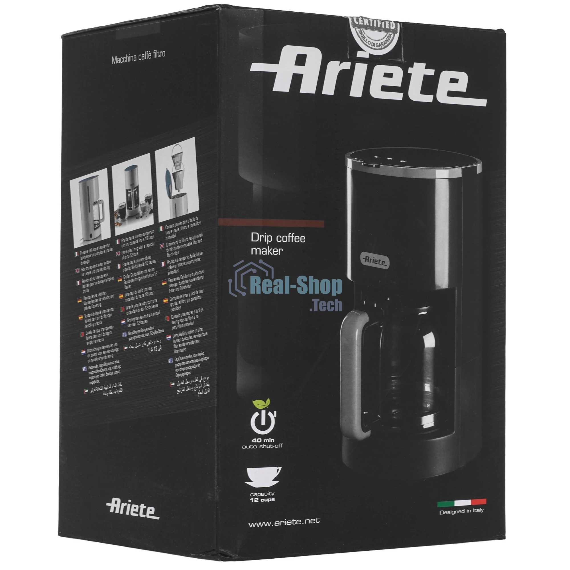 Кофеварка капельная Ariete 00M139401AR0 белый, молотый, 1,2 л., 900 Вт