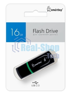 Флешка USB Smartbuy Paean Black (SB16GBPN-K), 16Gb, USB 2.0, R/W 15/5, черный/зеленый
