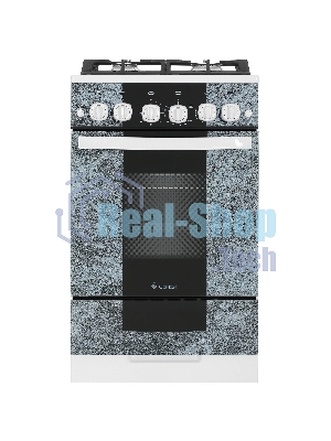 Плита газовая Gefest 5500-02 0113 мрамор, конфорок 4 шт, духовка 52 л, 50 см x 85 см x 58.5 см
