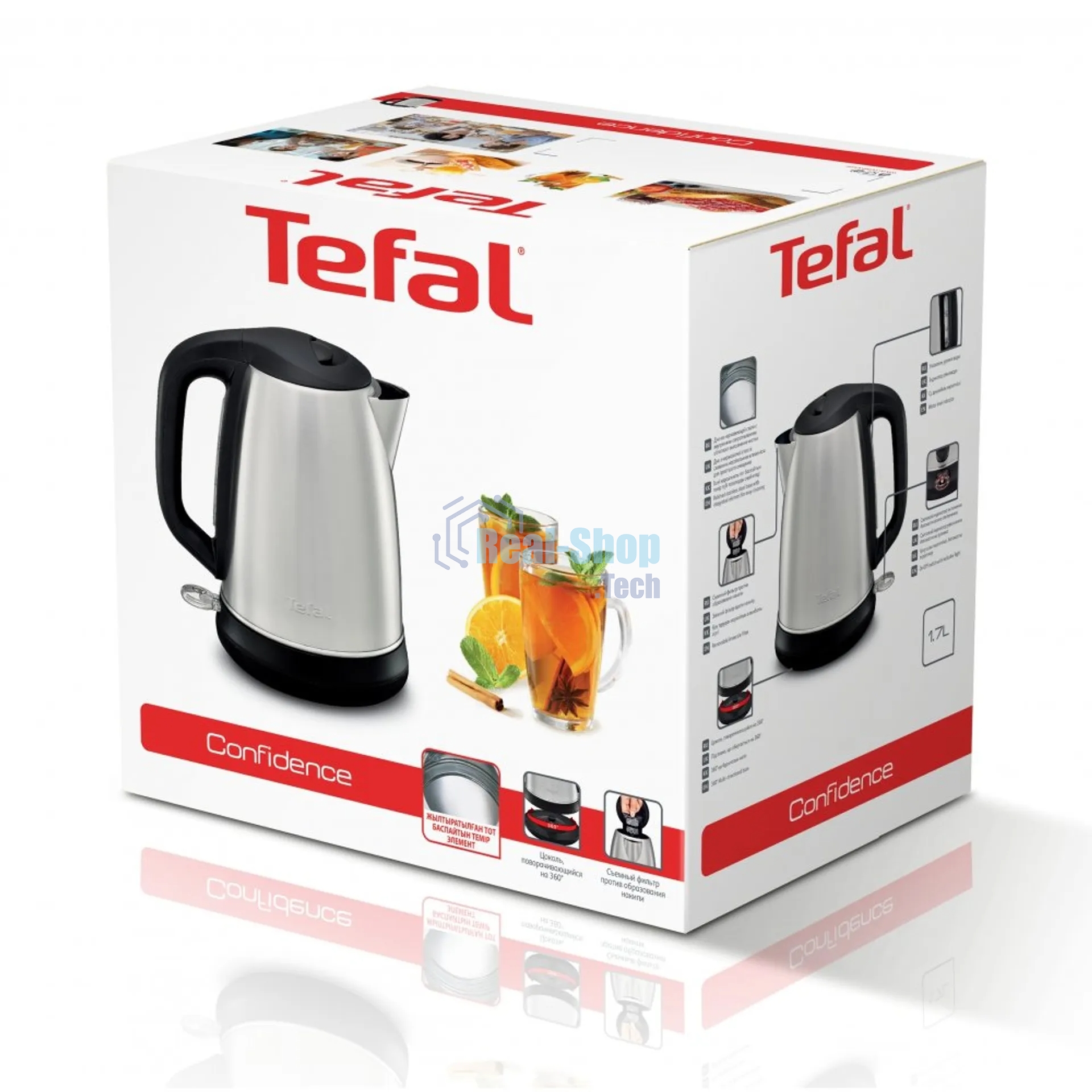 Электрочайник Tefal KI270D30 серебристый, 1.7 л, 2400 Вт, скрытый нагревательный элемент