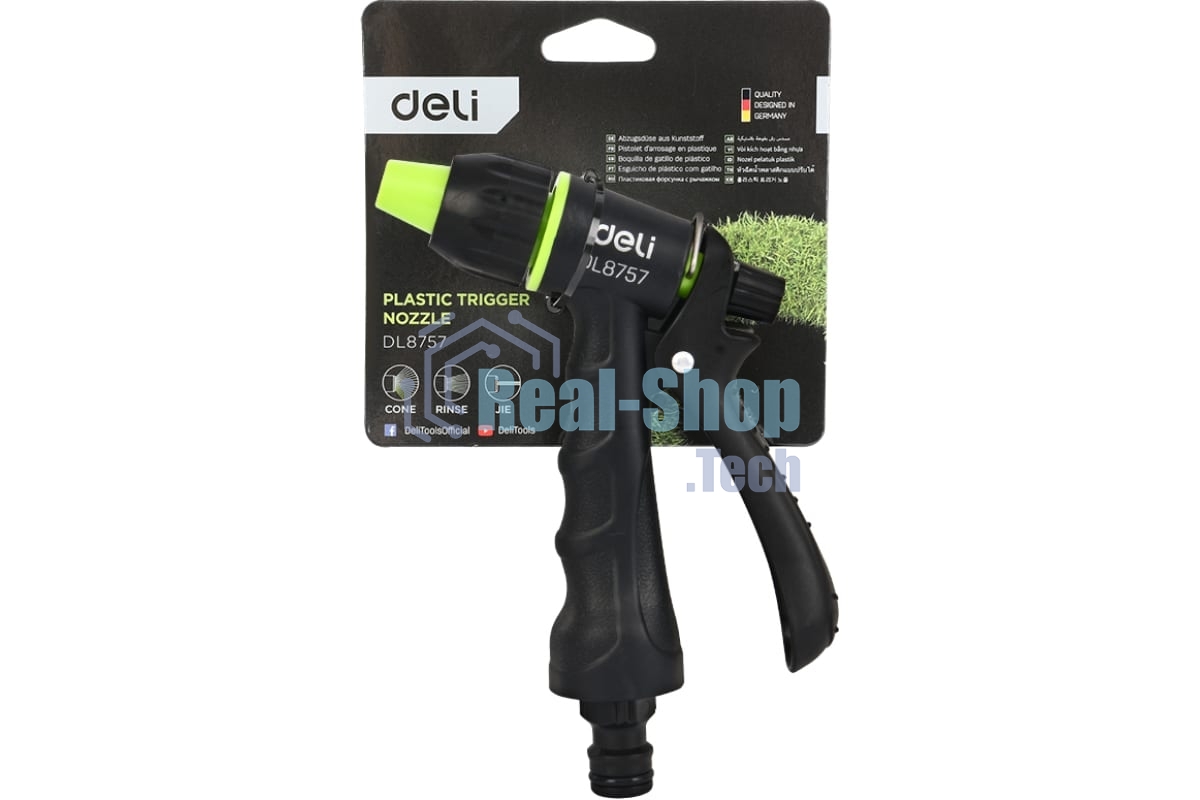 Пистолет-распылитель поливочный Deli DL8757 3 режима распыления, диаметр шланга 3/4