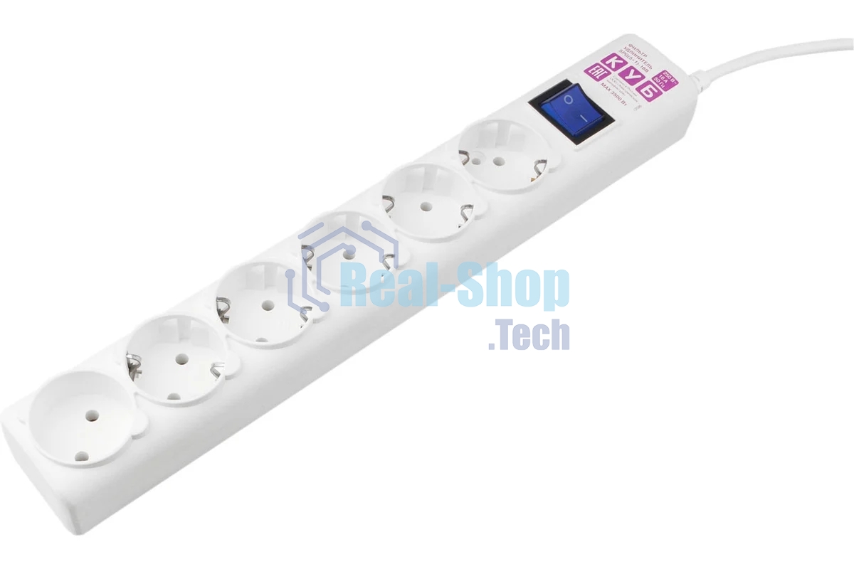 Сетевой фильтр PowerCube Фильтр-удлинитель (SPG(5+1)-16B-5M) 6 розеток, 5м,16А/3,5 кВт, белый