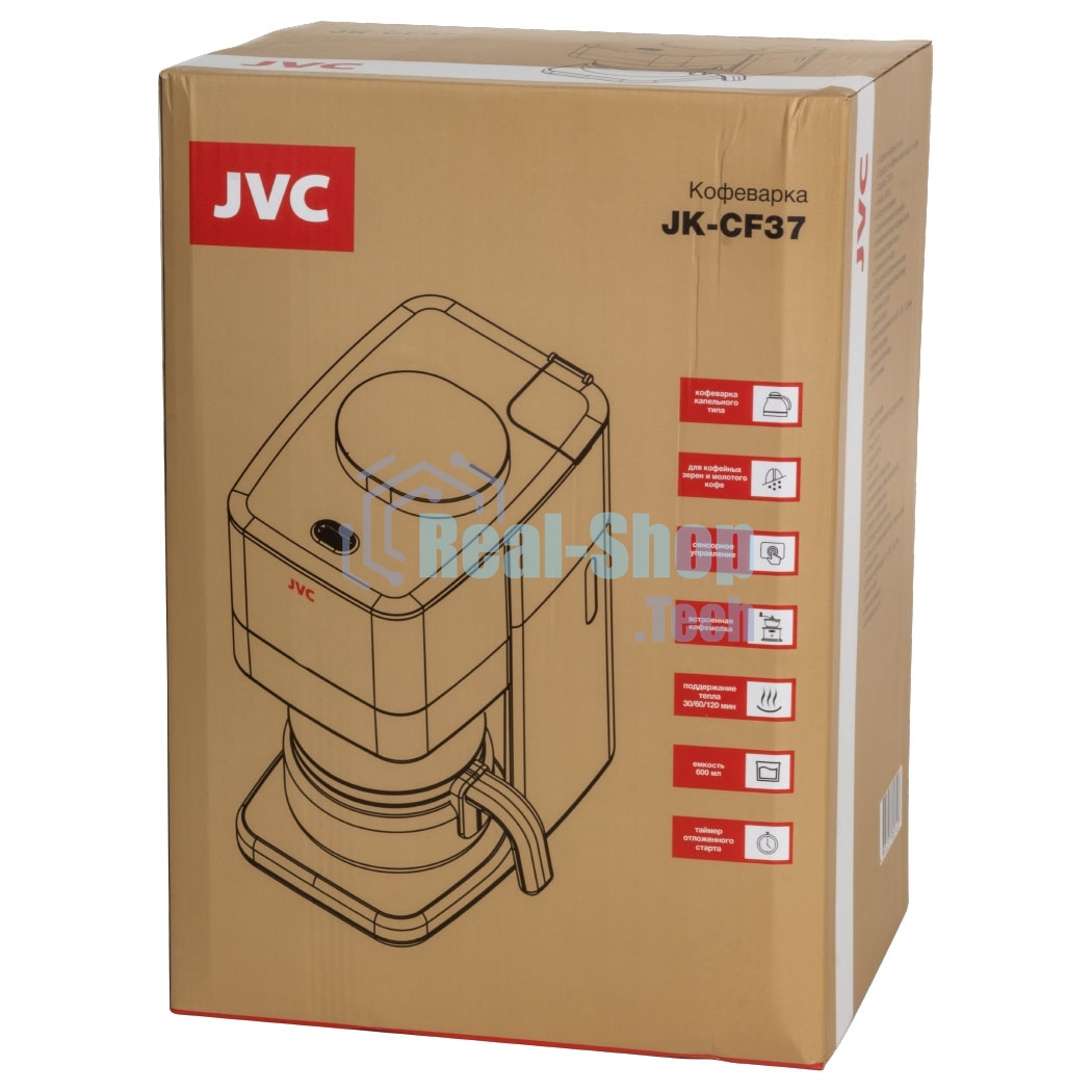 Кофеварка капельная JVC JK-CF37 черный, зерновой/молотый, 0.6 л, 730 Вт