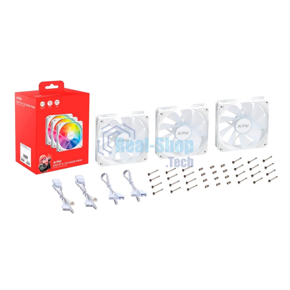 Вентилятор для корпуса ADATA XPG VENTO R 120 ARGb PWM белый, 120 мм, 1600 об/мин, 32 дБ, 4 pin