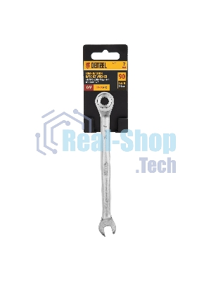 Ключ комбинированный трещоточный Denzel 7 мм, CrV, матовый хром