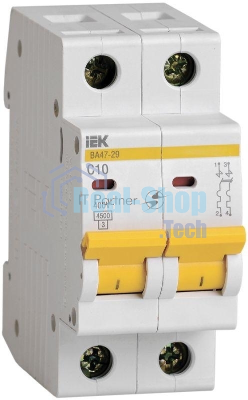 Выключатель автоматический модульный 2п C 10А 4.5кА ВА47-29 ИЭК MVA20-2-010-C