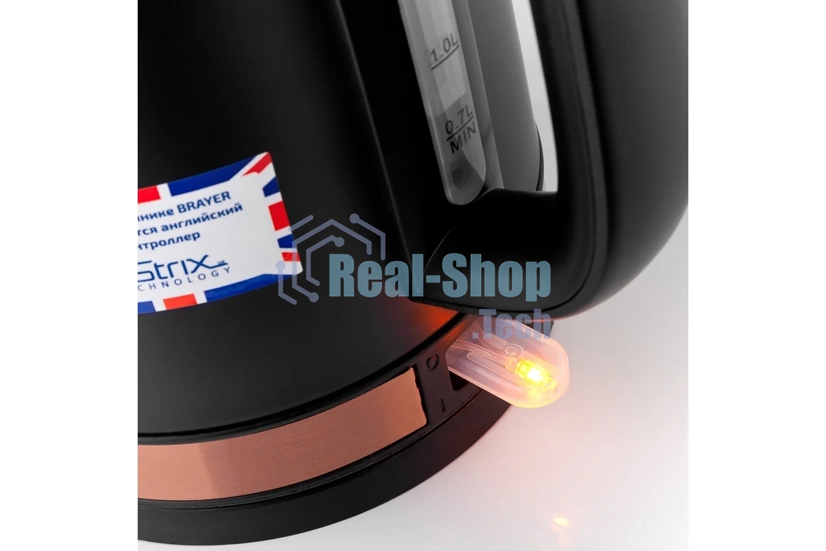 Чайник электрический BRAYER BR1005BK 2200Вт.1,7 л, STRIX, сталь окраш, термометр, черный