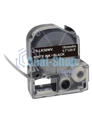 Картридж ленточный Cactus CS-LK5BWV белый шрифт, черный фон (18 мм, 9 м) для Epson LW400/LW700/LW600P/LW1000P/K400/Z700/Z900