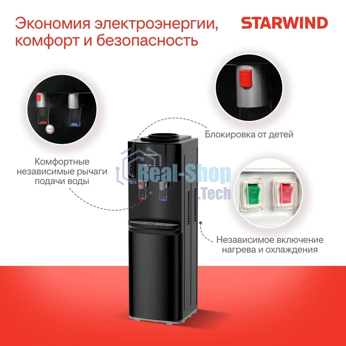 Кулер Starwind SW-1113EB напольный электронный черный