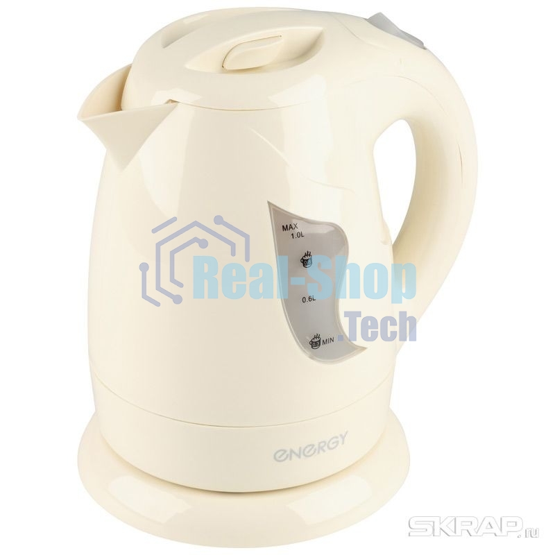 Чайник электрический Energy E-209 пластиковый,1л,бежевый, 780-900 Вт, 220В (в уп. 12 шт)
