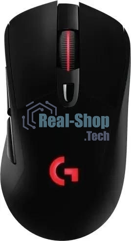 Мышь игровая Logitech G703 Lightspeed черная, сенсор 100-25600dpi (Hero25K), беспроводная 2.4GHz + USB 1,8м, 5 программируемых кнопок + колесо прокрутки, RGB-подсветка, под правую руку