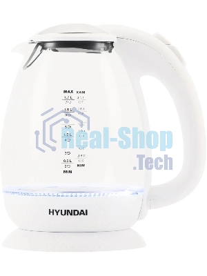 Чайник электрический Hyundai HYK-G3805 1.7л. 2200Вт белый/прозрачный (корпус: стекло)