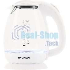 Чайник электрический Hyundai HYK-G3805 1.7л. 2200Вт белый/прозрачный (корпус: стекло) Чайник электрический Hyundai HYK-G3805 1.7л. 2200Вт белый/прозрачный (корпус: стекло)