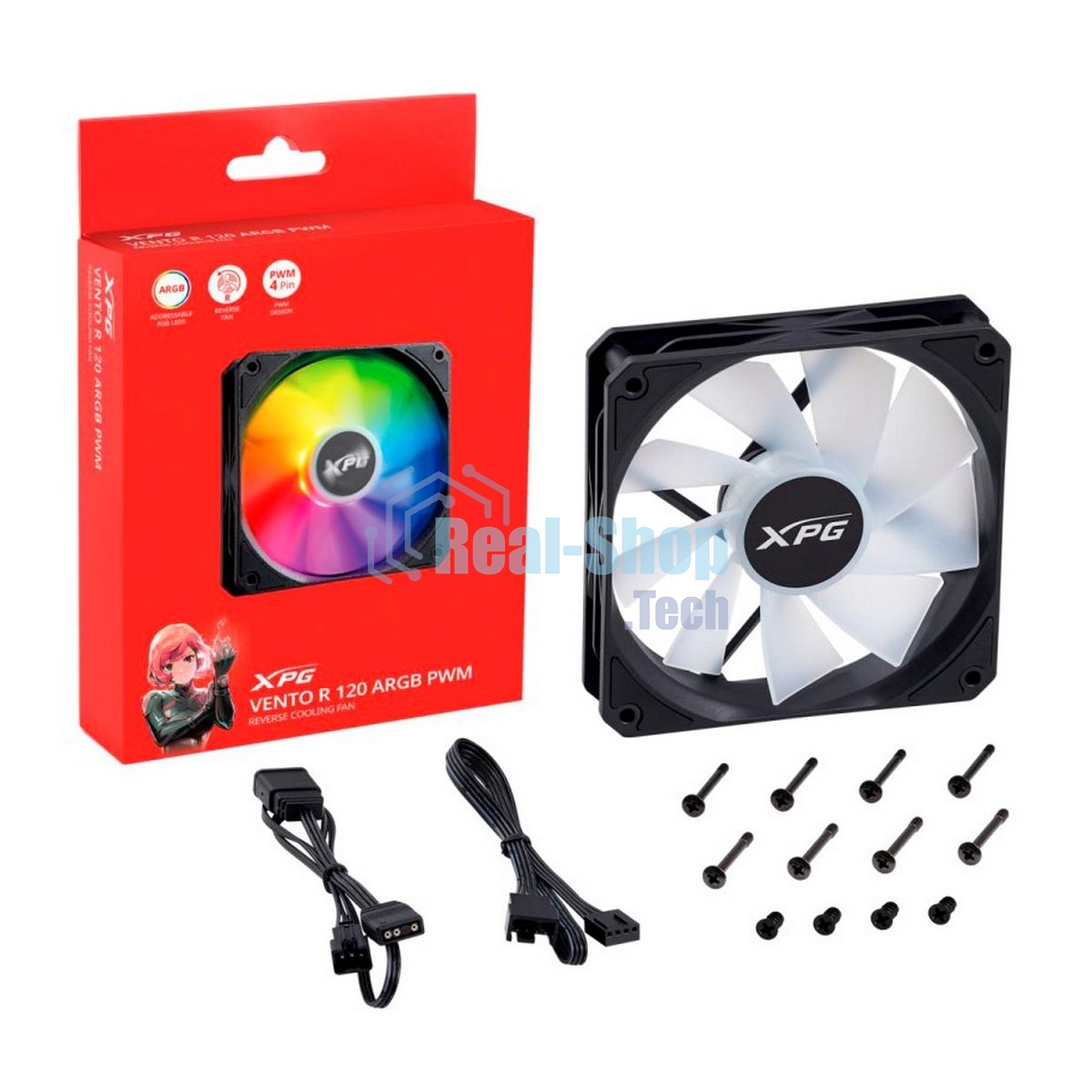Вентилятор для корпуса ADATA XPG VENTO R 120 ARGb PWM черный, 120 мм, 1600 об/мин, 32 дБ, 4 pin
