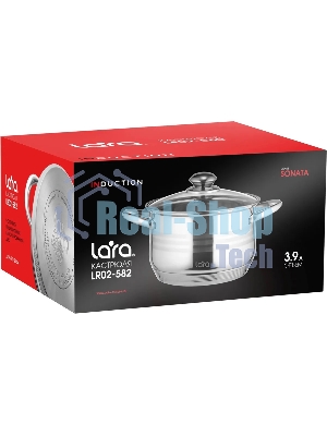Кастрюля Lara LR02-582 SONATA 20x12,5 см, 3.9 л, нержавеющая сталь, с крышкой
