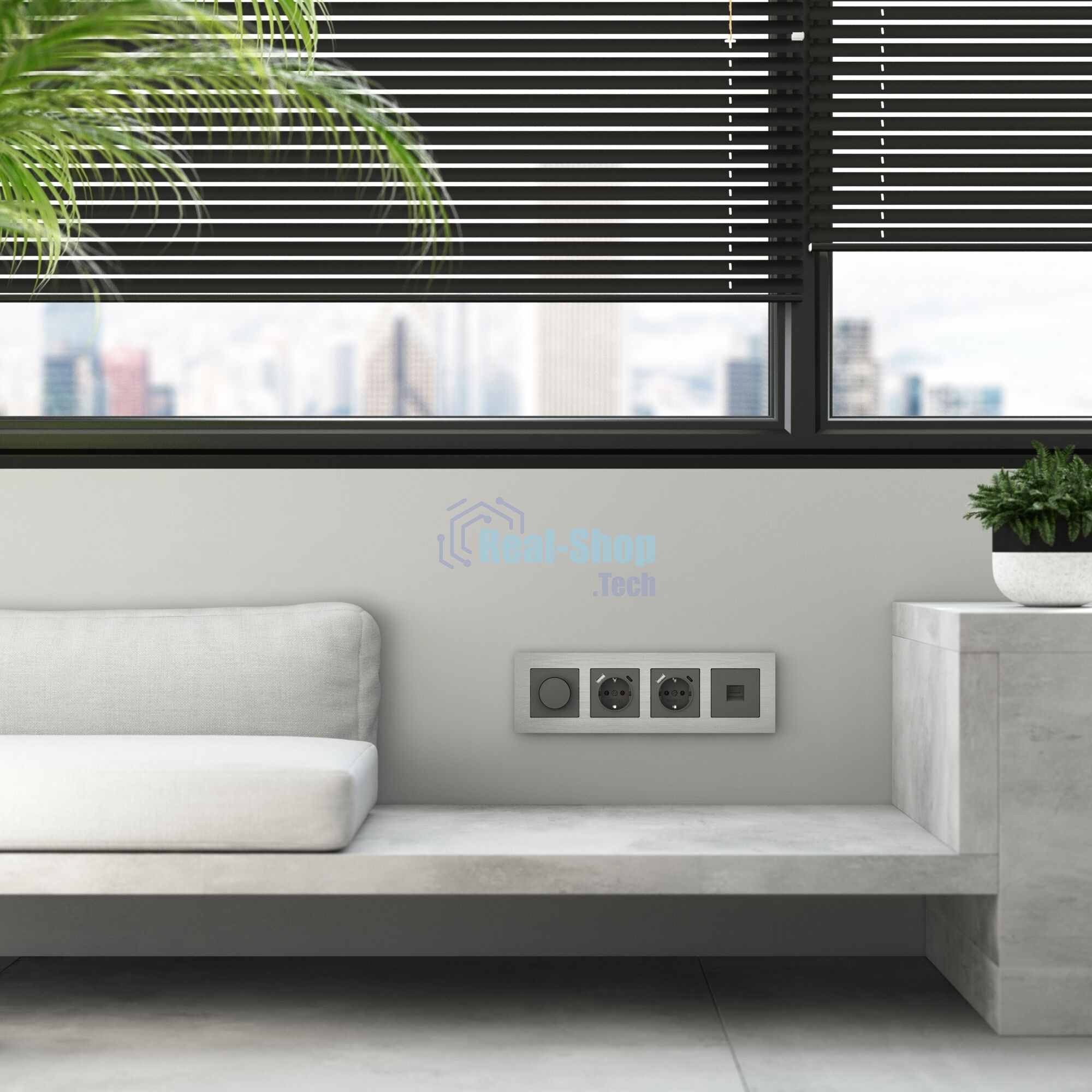 Рамка на 4 поста WERKEL AluMax (алюминий) W0043506
