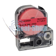 Картридж ленточный Cactus CS-LK5RBP черный шрифт, красный фон (18 мм, 9 м) для Epson LW400/LW700/LW600P/LW1000P/K400/Z700/Z900