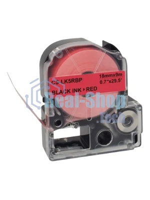 Картридж ленточный Cactus CS-LK5RBP черный шрифт, красный фон (18 мм, 9 м) для Epson LW400/LW700/LW600P/LW1000P/K400/Z700/Z900