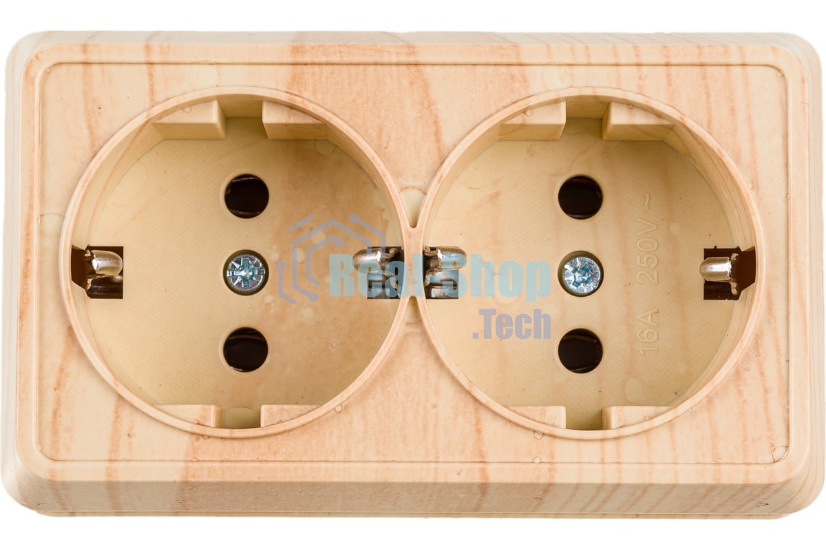 Розетка 2-м ОП Октава 16А РС22-3-ОС с заземл. сосна ИЭК ERO21-K03-16-DC