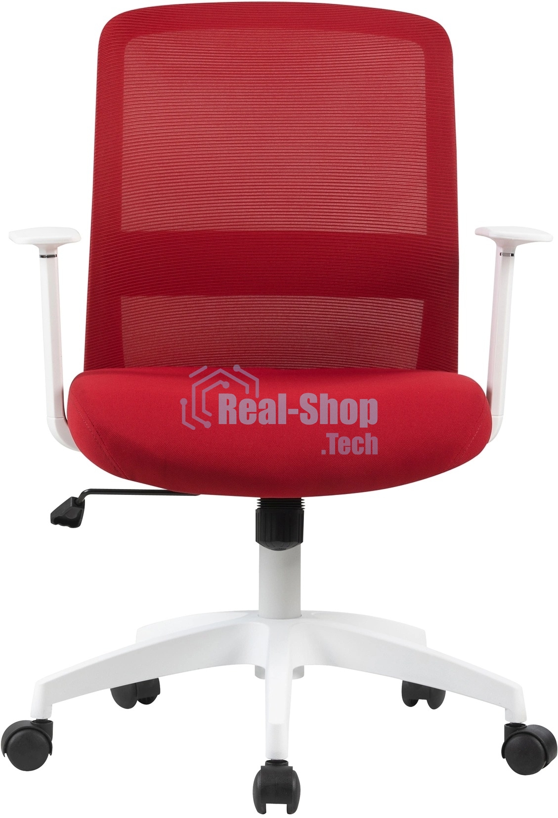 Кресло компьютерное Cactus CS-WMC333-RD темно-красный, сиденье темно-красный, сетка/ткань, низк. спин. крестов. пластик, пластик белый