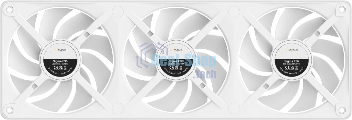 Вентилятор для корпуса Ocypus Sigma F36 WH ARGB, 3x120x120x25mm, 4-PIN PWM, 500-2200 RPM, 36 DBA MAX, FLUID DYNAMIC BEARING