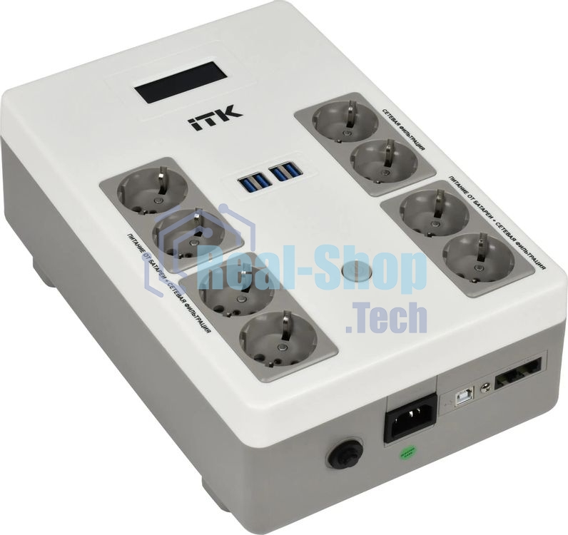 Источник бесперебойного питания ITK Electra EST8-1000VA-1-001 / 1000 ВА / 600 Вт  / 8 x CEE 7 (евророзетка)