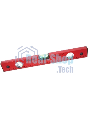 Уровень Matrix алюминиевый, 400 мм, 3 глазка, красный, линейка