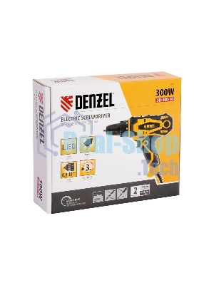 Дрель-шуруповерт Denzel SD-300-10, 300 Вт, 40 Нм, щеточный