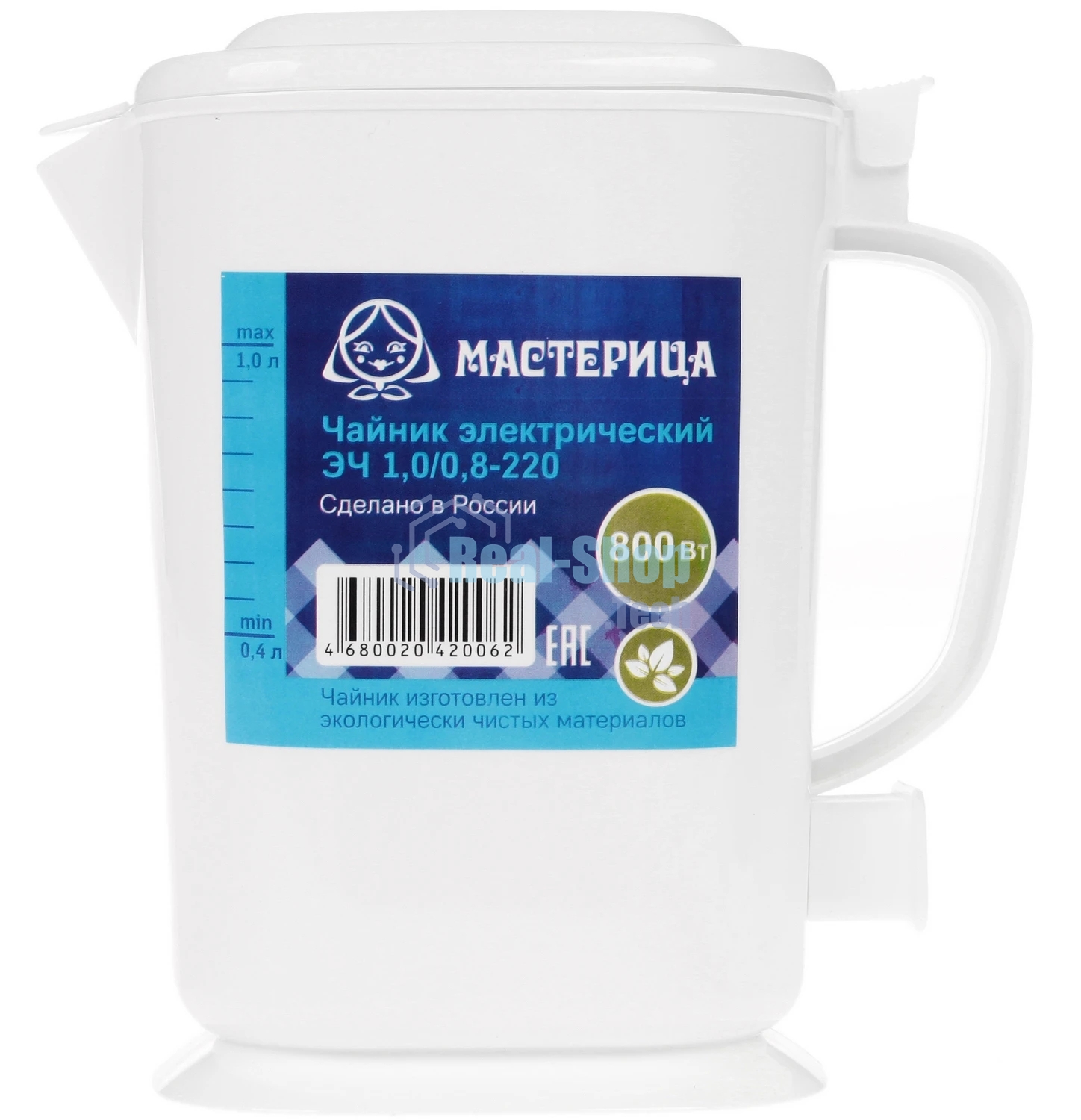 Чайник электрический Мастерица ЭЧ-1,0/0,8-220 1л, пластик, сиреневый прозрачный