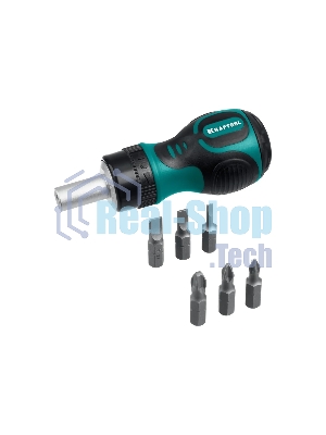 Набор KRAFTOOL 26190-H7 отвертка реверсивная с битами SL3/5/6мм PH1/2/3 7шт