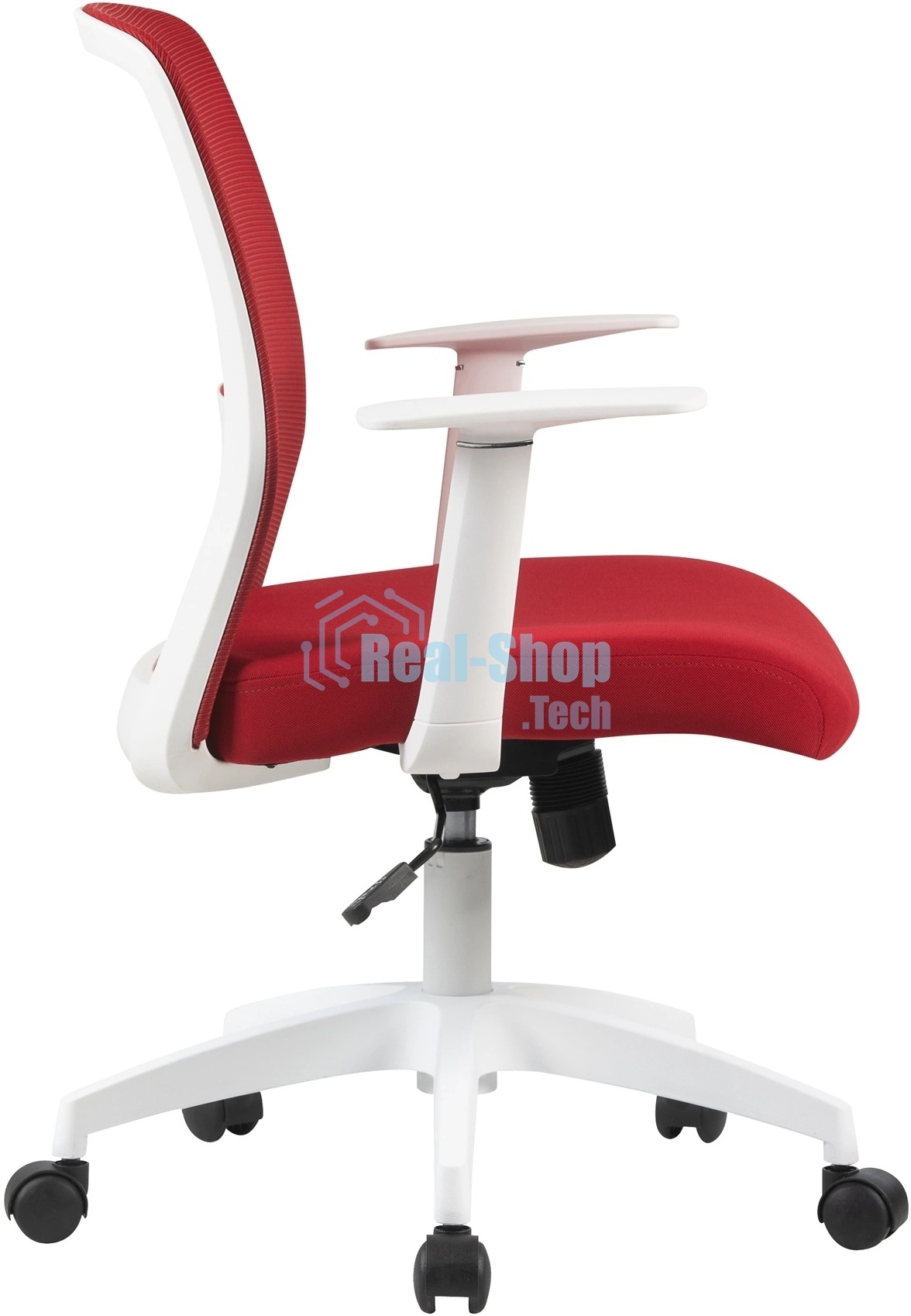 Кресло компьютерное Cactus CS-WMC333-RD темно-красный, сиденье темно-красный, сетка/ткань, низк. спин. крестов. пластик, пластик белый