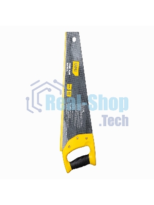 Ножовка по дереву Deli DL6845A 450мм Материал: 65Mn. Термообработанная поверхность. Шлифовка зубов с 3-х сторон. Литая ручка из двухкомпонентного противоударного пластика.