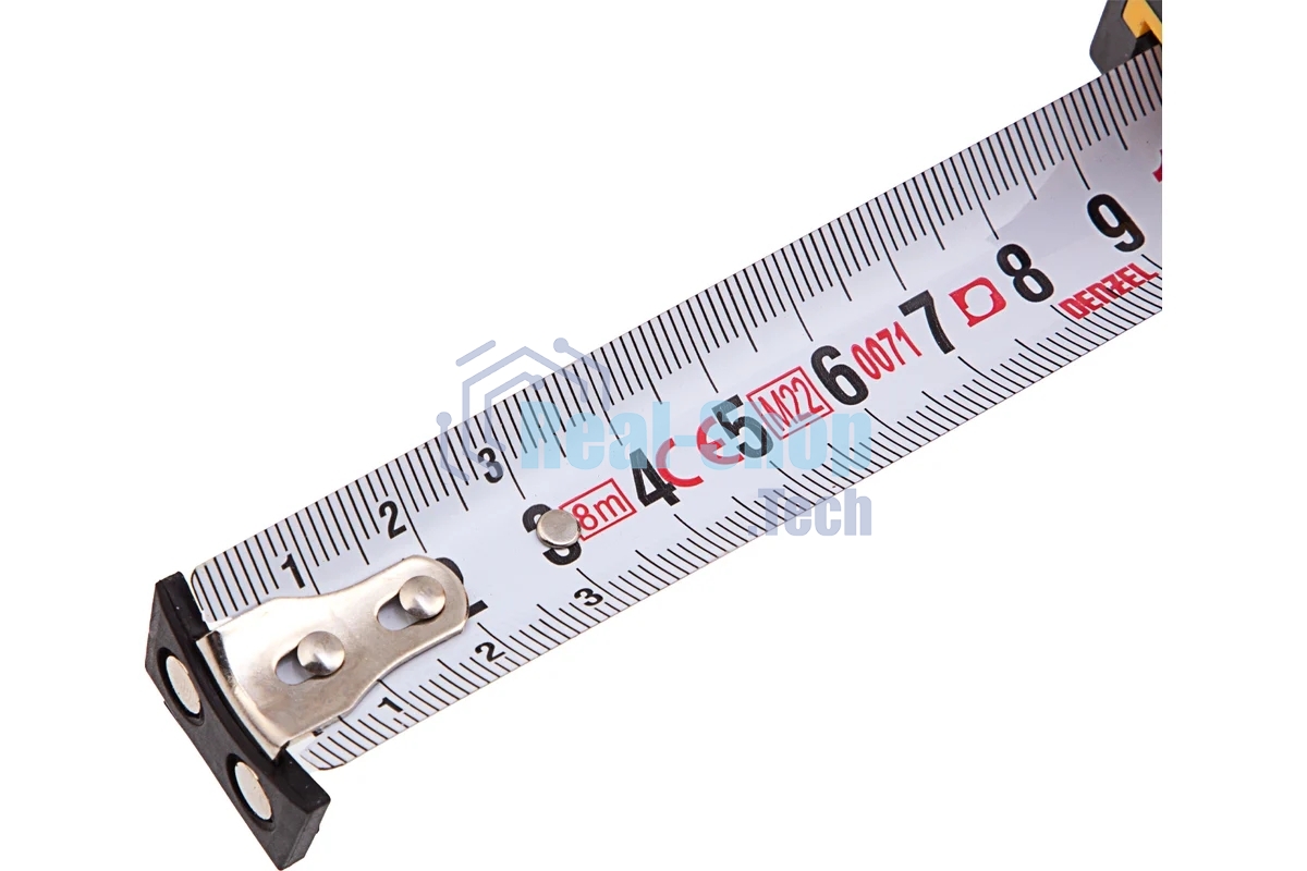 Рулетка Denzel 8м х 25мм, двухкомп. корпус, магнитный обрезиненный зацеп