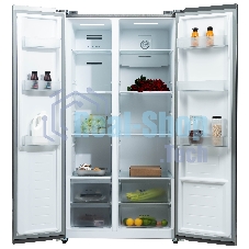 Холодильник Бирюса SBS 541 TWG текстурированное белое стекло двухкамерный 343/198 л морозилка слева, NoFrost, Side-by-side